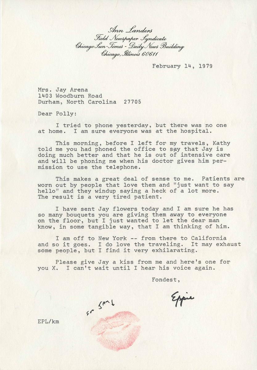 Letter from Ann Landers to Polly Arena, 1979
