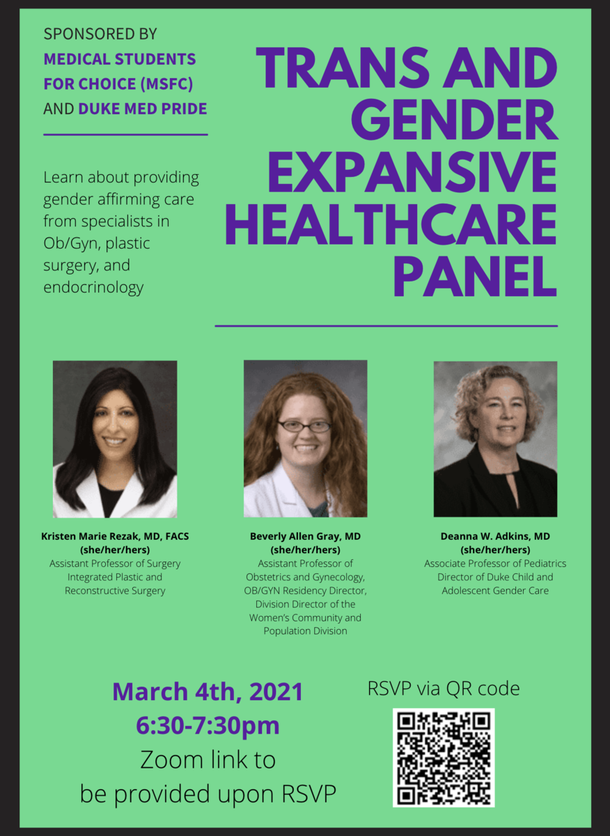 Trans and Gender Expansive Healthcare Panel flyer