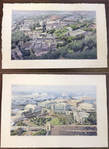 Campus views of Medical Center (2003) and Cancer Center (2009)